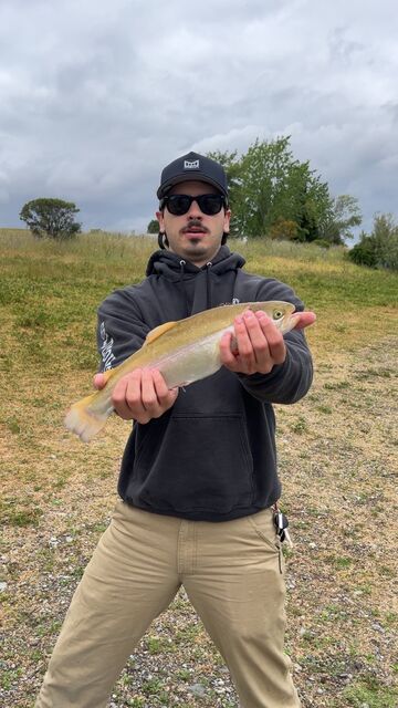 Evan finally catches a fish!
